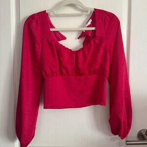 Lush Pink Blouse Crop Top (MISSING BUTTON)